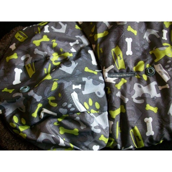 Pet Dog Puppy Coat Jacket Worm Winter Costume Hood Snap Gray Small Brown Trim - Picture 2 of 6